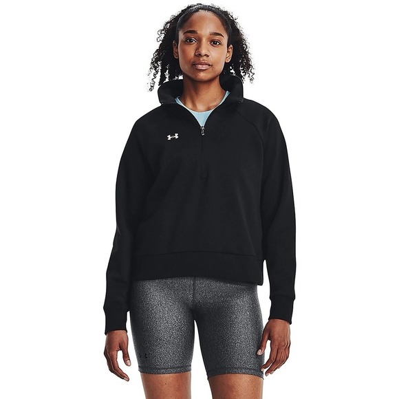 New Under Armour Essential Fleece Half Zip Black Women's Large NWT - Picture 1 of 6